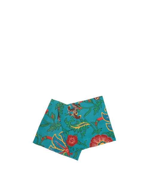 Shop La Doublej Large Napkins Set Of 2 (45x45) Dragon Flower Turche Turquoise