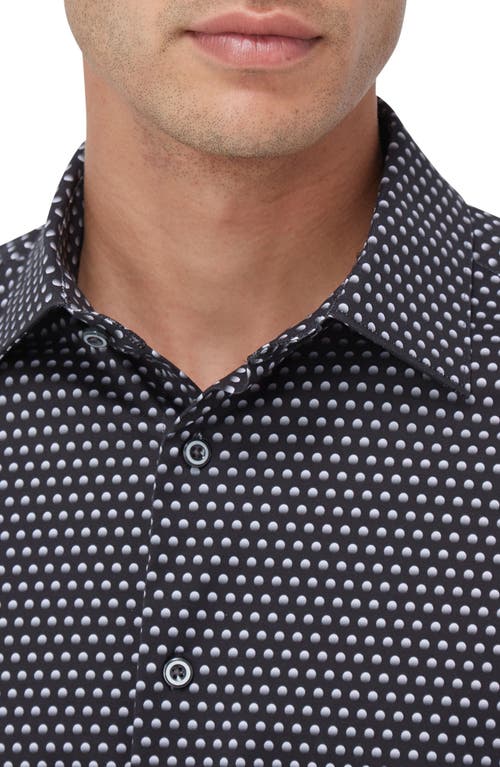 Shop Bugatchi James Ooohcotton® Dot Button-up Shirt In Black