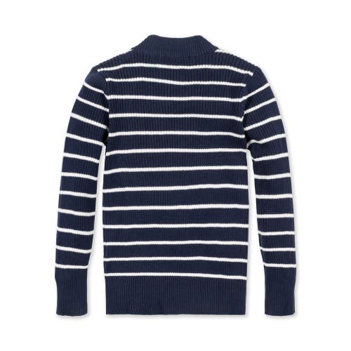 Shop Hope & Henry Baby Girls' Organic Mock Neck Sweater, Infant In Navy Breton Stripe