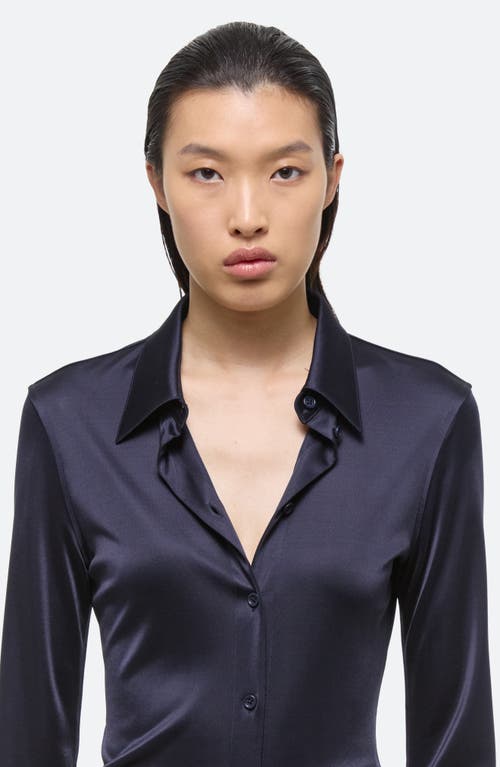 Shop Helmut Lang Fluid Slim Fit Button-up Shirt In Navy