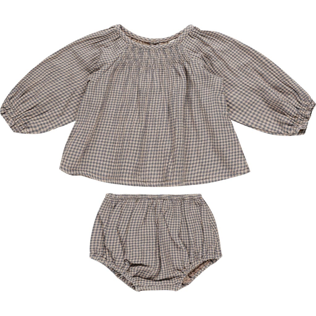 QUINCY MAE Cici Gingham Organic Cotton Top & Bloomers in Indigo-Gingham
