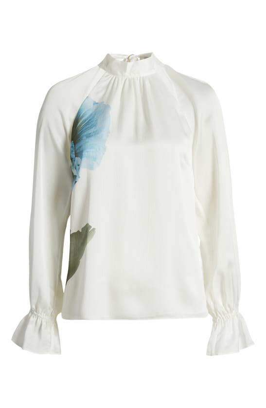 Shop Ted Baker Avaly Print Ruffle Cuff Top In White