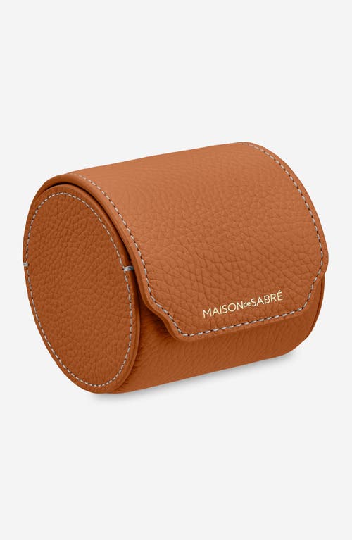 Shop Maison De Sabre Maison De Sabré Leather Watch Roll In Pecan Brown