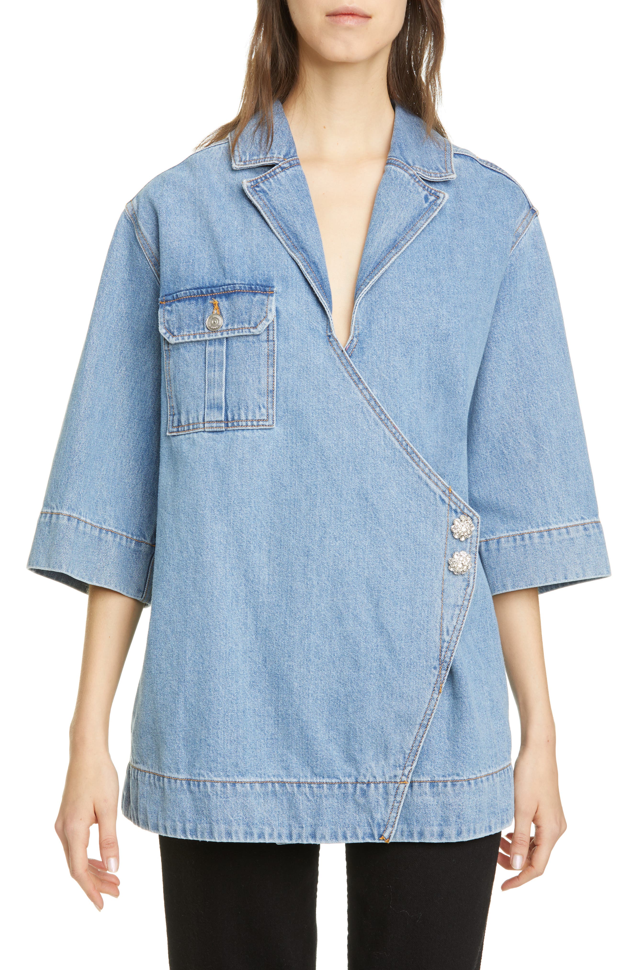 ganni denim shirt