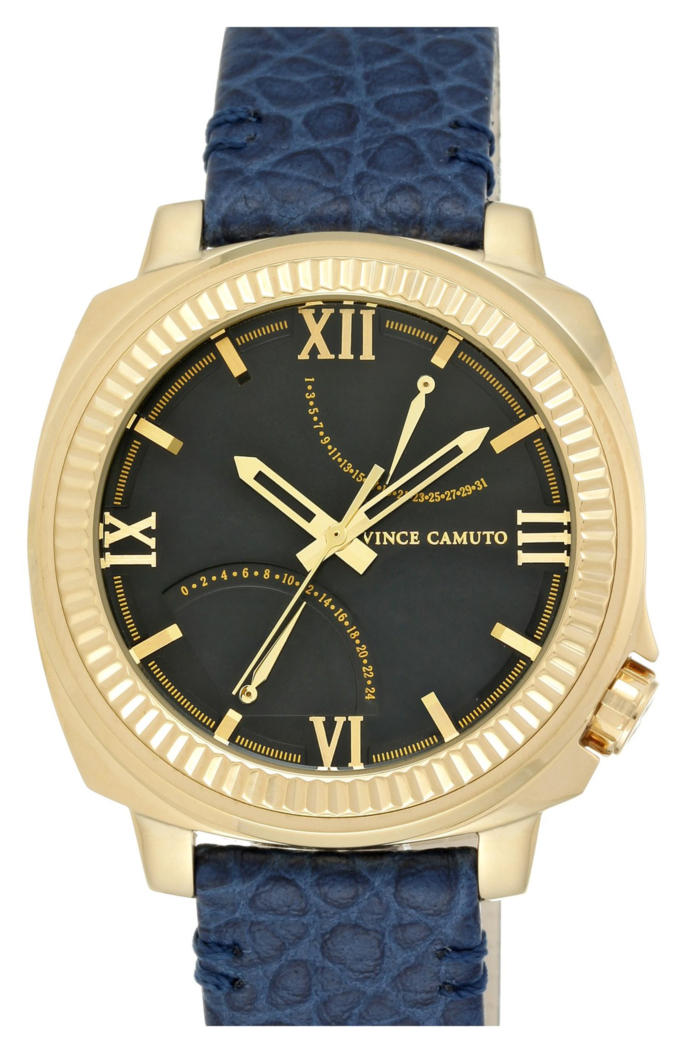 Vince Camuto Multifunction Leather Strap watch, 43mm | Nordstrom