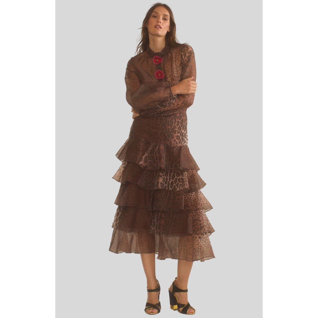 Cynthia Rowley Prim Silk Organza Blouse in Leopard