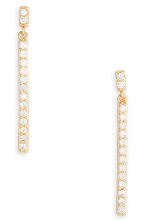 Pavé CZ Bar Stud Earrings