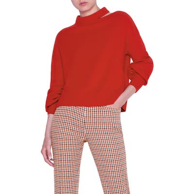 Akris Punto Luna Cutout Wool & Cashmere Sweater, Red