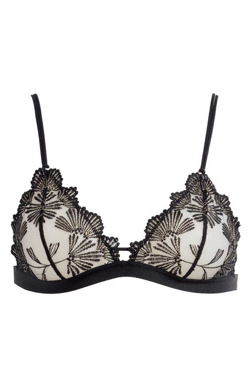 Shop Etam Palmes Embroidered Mesh Triangle Bra In Black