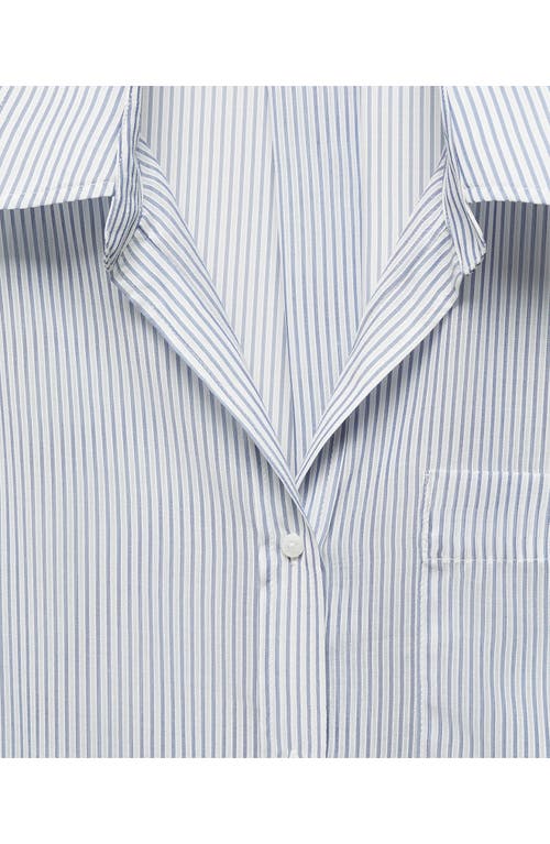 Mango Zaro Stripe Oversize Button-up Shirt In Light Pastel Blue