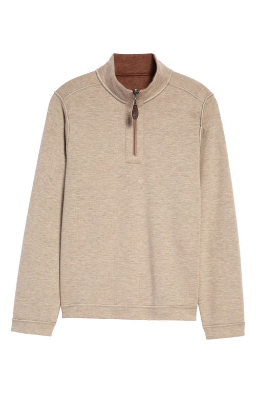 Johnston & Murphy Kids' Solid Reversible Quarter Zip Pullover In Rust/oatmeal