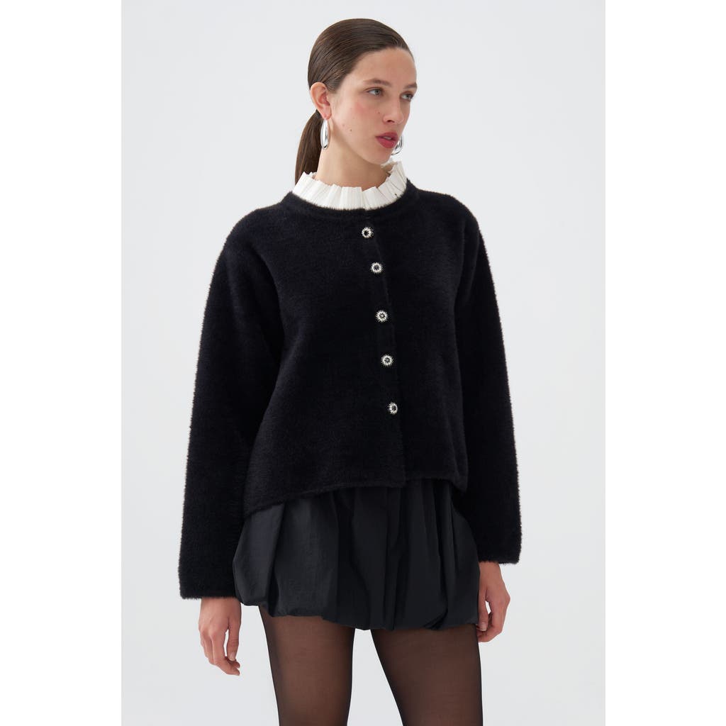 NOCTURNE NOCTURNE CRYSTAL EMBELLISHED BUTTONED CARDIGAN
