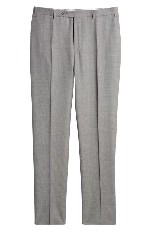 Shop Canali Siena Regular Fit Wool Pants In Light Grey