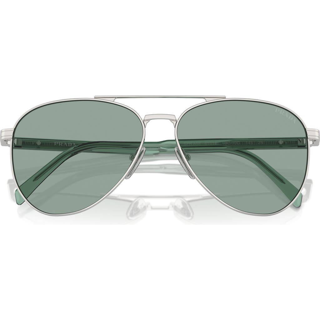 Prada 61mm Pilot Sunglasses In Silver