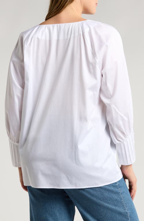 HARSHMAN HARSHMAN CERYS SPLIT NECK PLEATED CUFF COTTON TOP