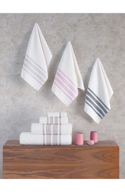 Shop Brooks Brothers Contrast Border Turkish Cotton Bath Essential In White/pink