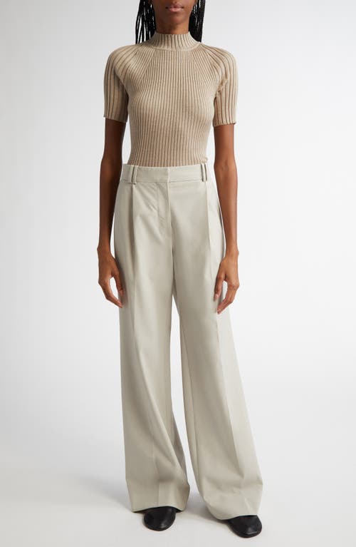 Shop Proenza Schouler Jaden Short Sleeve Superfine Wool & Silk Sweater In Taupe
