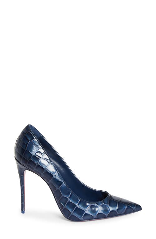 Shop Christian Louboutin Kate Croc Embossed Pointed Toe Pump In Denim/lin Denim