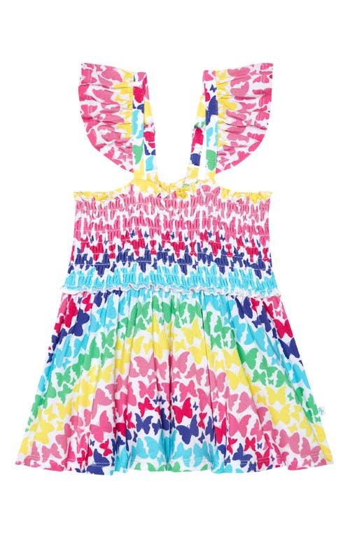 Shop Posh Peanut Kids' Rainbow Butterfly Smocked Top & Bloomers Set In Pink/white