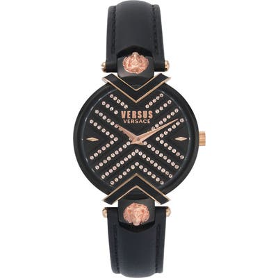 Versus Versace Mabillon Leather Strap Watch,