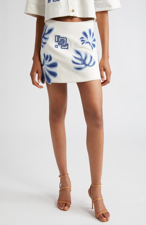 Aje Espirit Floral Embroidery Cotton Miniskirt Ivory-Blue at Nordstrom, Us