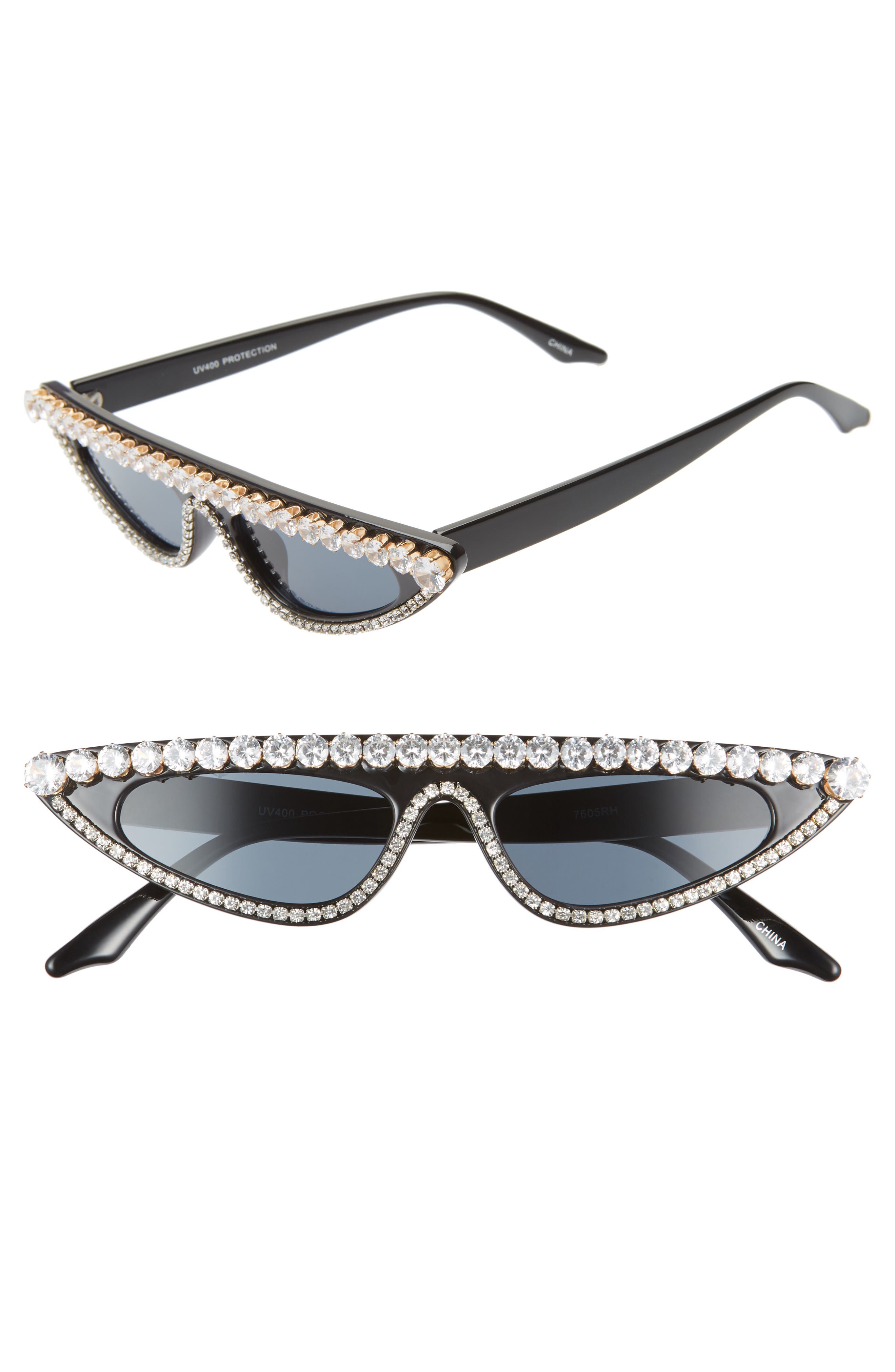  Mini Crystal Sunglasses, Main, color, BLACK/ CRYSTAL