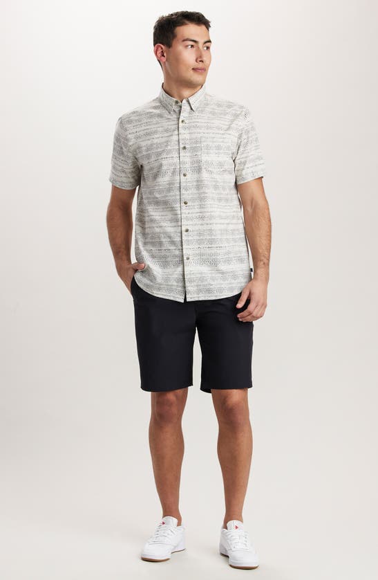 Union Print Ub Tech Short Sleeve Stretch Aero Mesh Button-up Shirt In Ecru