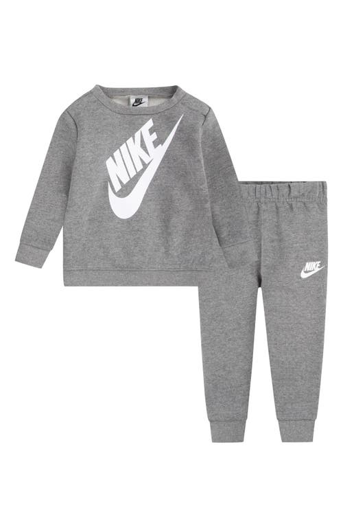 Nike Jumbo Futura Logo Crewneck Sweatshirt & Joggers Set in Carbon Heather at Nordstrom, Size 18M