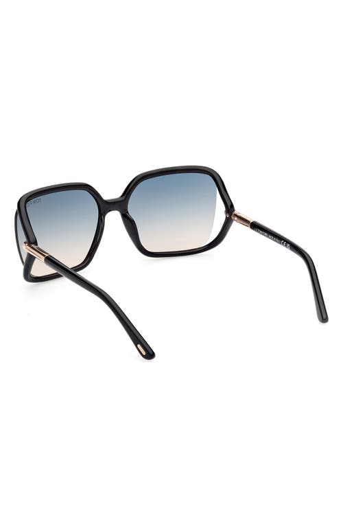 Shop Tom Ford Solange-02 60mm Butterfly Sunglasses In Shiny Black/turquoise Sand