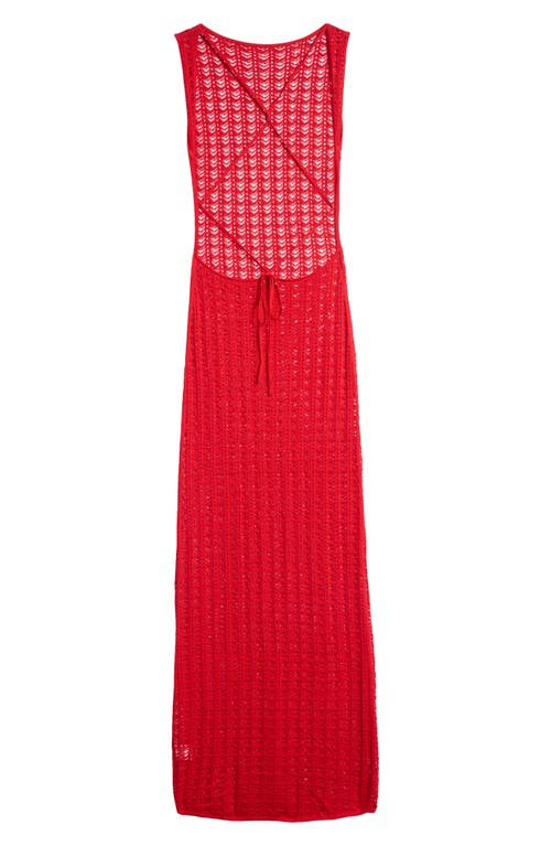 Shop Mistress Rocks Pointelle Knit Cover-up Maxi Dress In Red