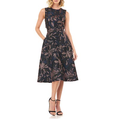 Kay Unger Brooke Back Cutout Fit & Flare Dress, Black
