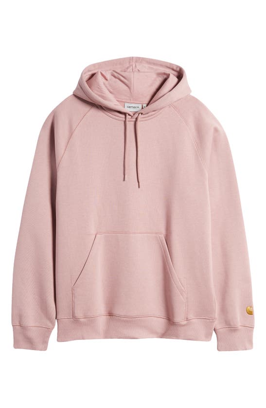 Shop Carhartt Chase Fleece Hoodie In Glassy Pink / Gold