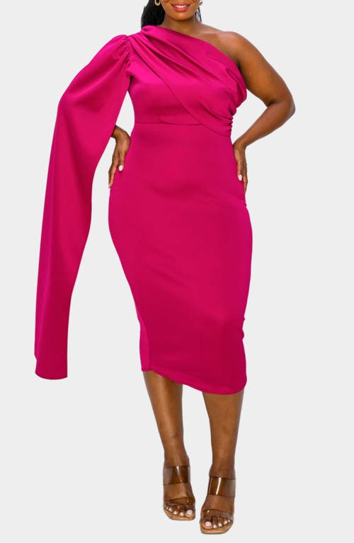 Shop L I V D Spade One-shoulder Cape Dress In Magenta