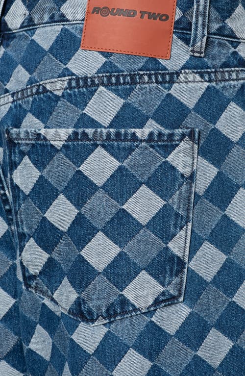 Shop Round Two Baggy Diamond Jacquard Denim Pants In Medium Blue