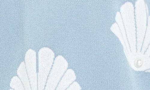 English Factory Shell Motif Sweater In Sky Blue/white