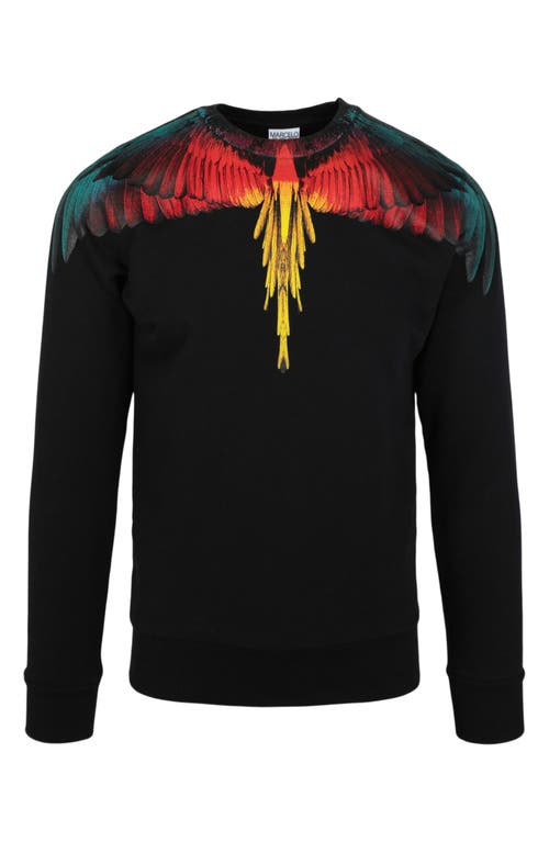 Shop Marcelo Burlon County Of Milan Marcelo Burlon Icon Wings Cotton Graphic Long Sleeve T-shirt In Black