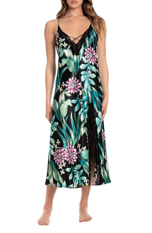 Bloom by Jonquil Adeline Lace Trim Nightgown Black at Nordstrom,