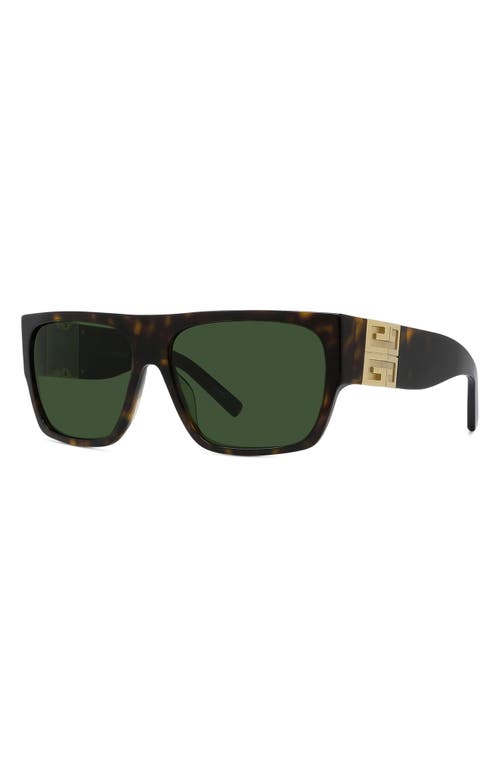 Shop Givenchy 4g 62mm Rectangular Sunglasses In Dark Havana/smoke