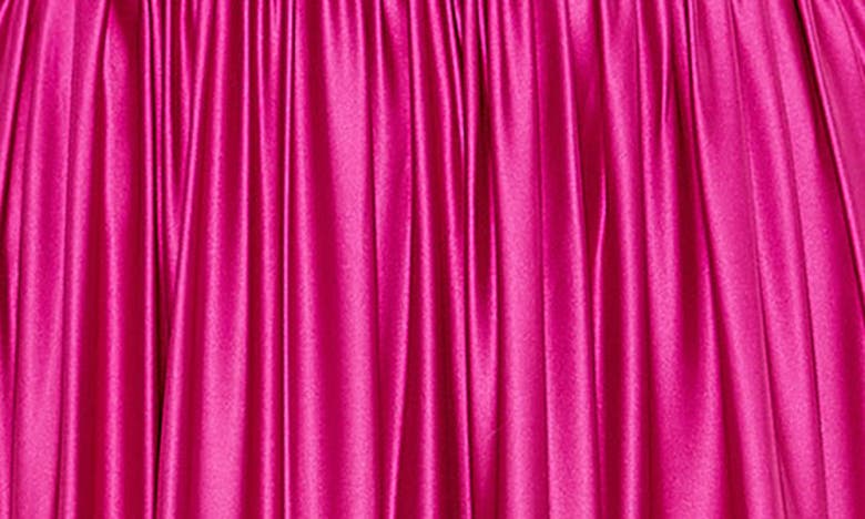 Shop Mac Duggal Bow Detail Tiered Satin A-line Gown In Fuchsia