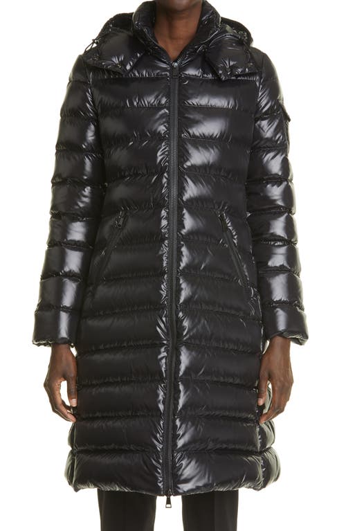 Moncler Moka Water Resistant Long Hooded Down Puffer Parka Black/Black at Nordstrom