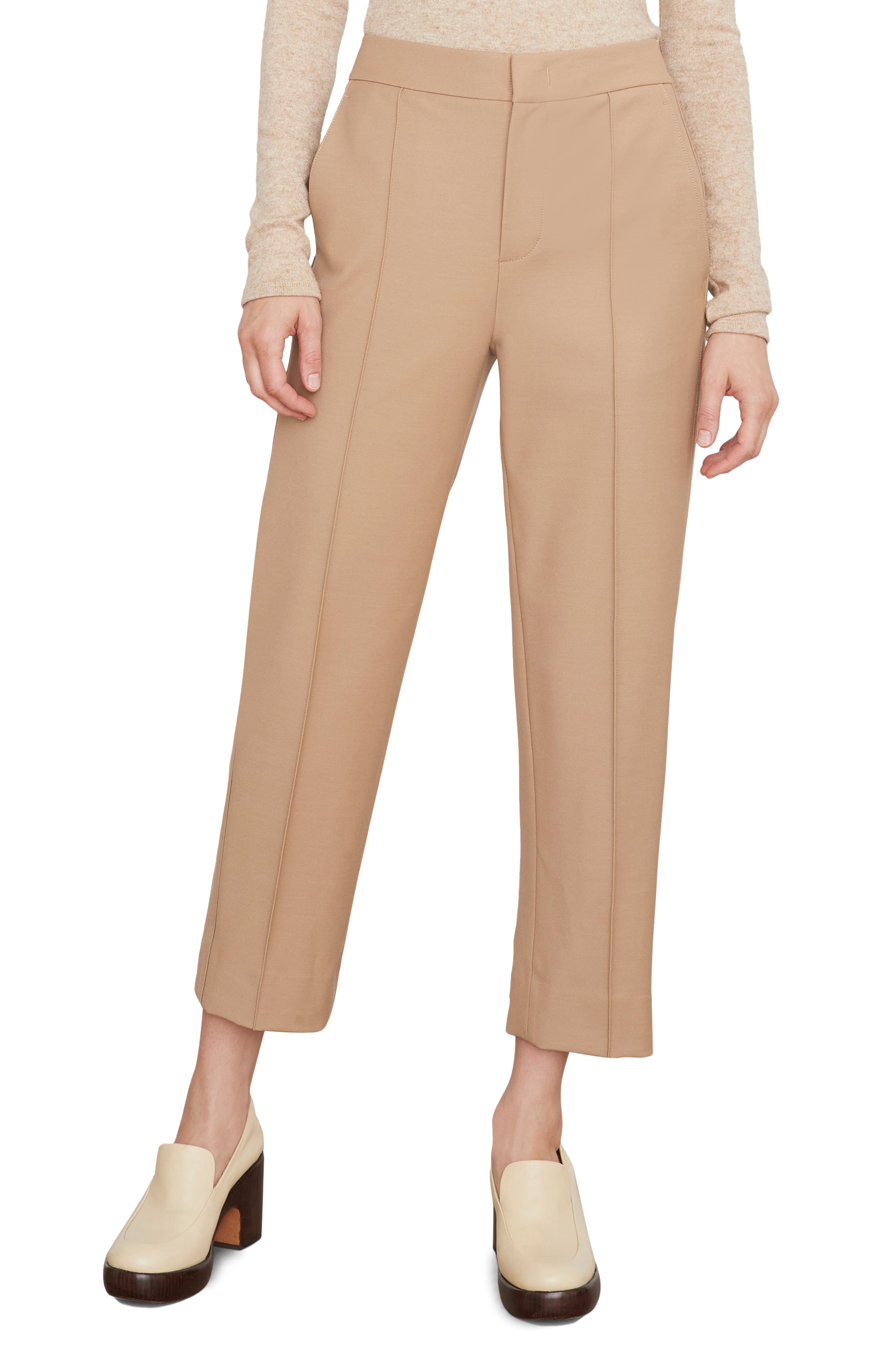 Womens Clothing Trousers Brown Slacks and Chinos Leggings NA-KD Synthetic Beige Front Slit Knitted Leggings in Light Khaki 
