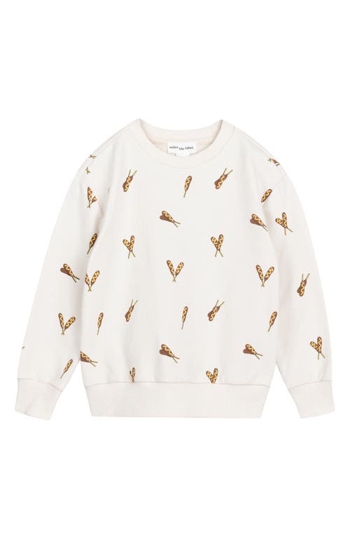 MILES BABY Kids' Corn Dog French Terry Sweatshirt in Beige 