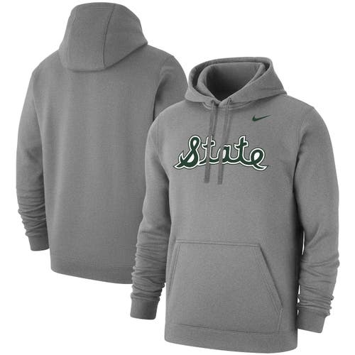 Men's Nike Heathered Gray Michigan State Spartans Big & Tall Alternate Logo Club Pullover Hoodie in Heather Gray