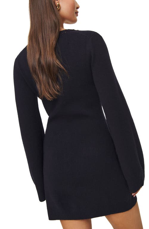 Shop Reformation Priscilla Long Sleeve Wool Sweater Dress In Navy