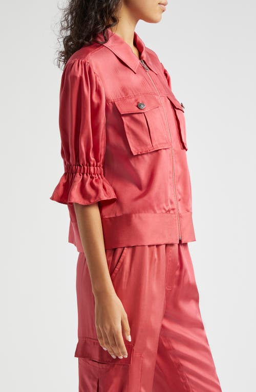 Shop Cinq À Sept Holly Ruffle Sleeve Jacket In Sour Cherry