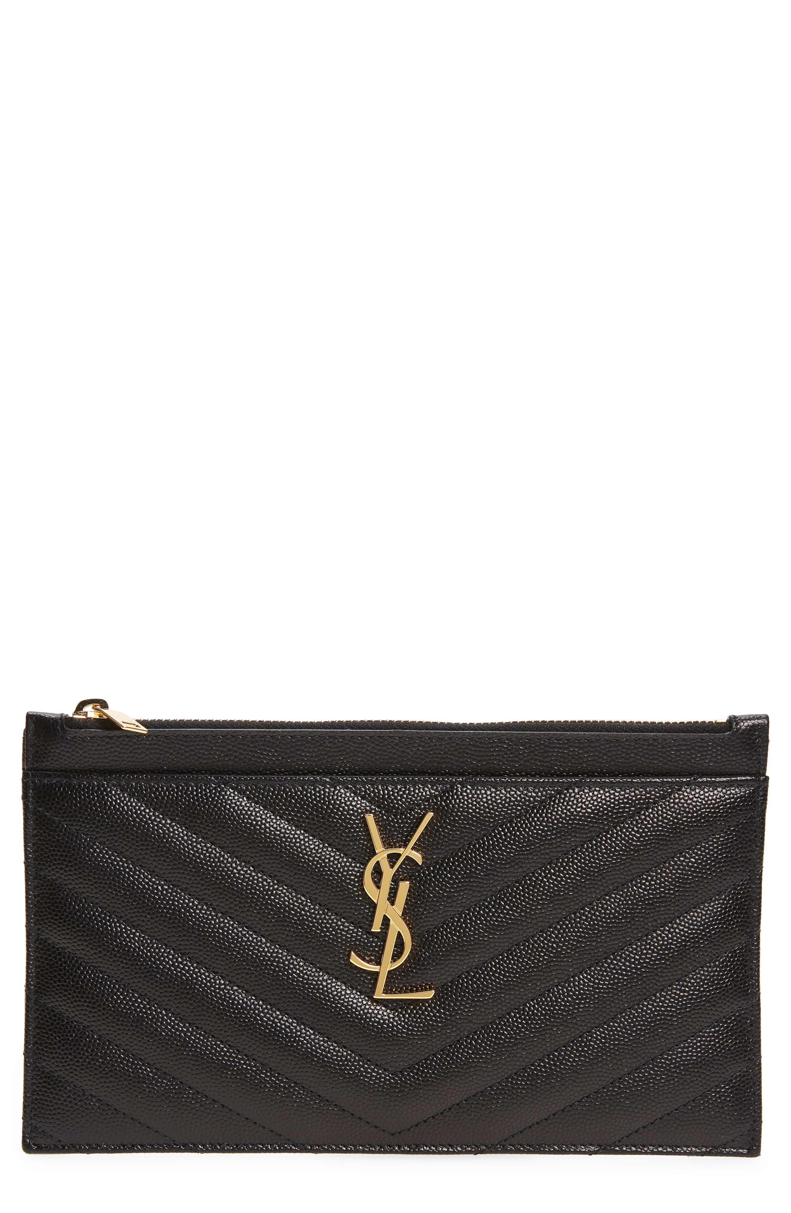 Saint Laurent Monogramme Quilted Leather Zip Pouch in Nero at Nordstrom