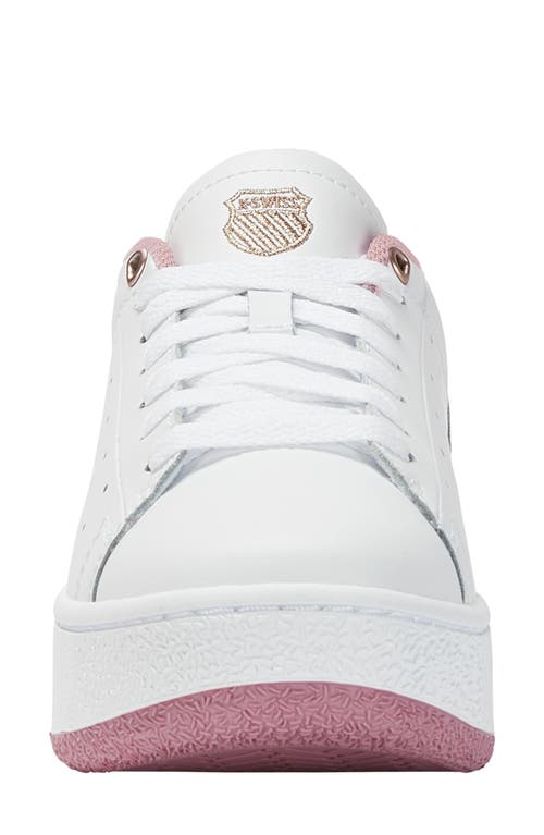 Shop K-swiss Classic Pf Platform Sneaker In White/foxglove