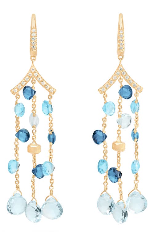 Marco Bicego Paradise Mixed Topaz Drop Earrings In 18k Yellow Gold