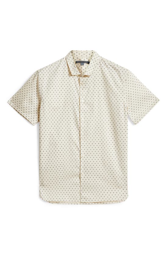 Shop John Varvatos Sean Medalion Print Short Sleeve Button-up Shirt In China White