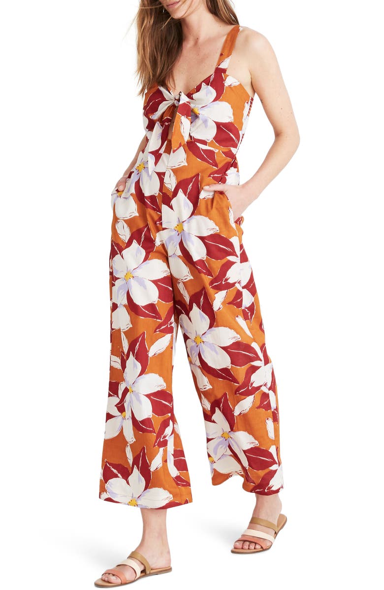 Madewell Island Magnolias Tie-Front Cover-Up Jumpsuit | Nordstrom